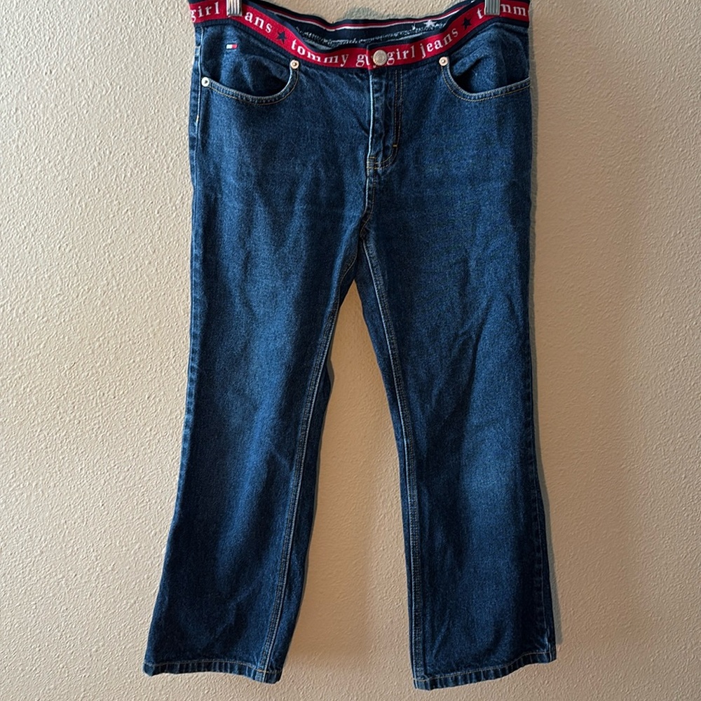 Vintage Tommy Girl Tommy Hilfiger Cropped Jeans Juniors Size 7 Dark Wash Blue